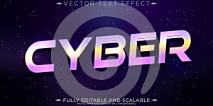 Vintage 80s text effect, editable retro future and cyber space text style