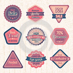 Vintage sale labels and badges set