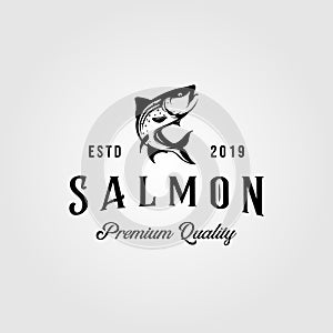 Vintage salmon fish logo retro seafood label