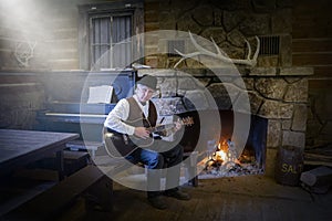 Vintage Saloon, Man Playing Guitar