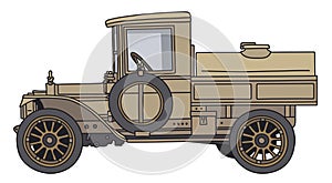 The vintage sand military tank truck
