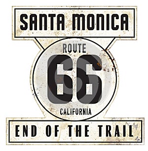 Vintage Santa Monica Pier Route 66 Sign Original Retro Style photo