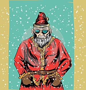 Vintage santa ,portrait cartoon Vector illustration of Christmas