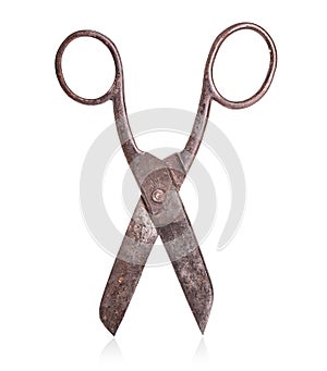 Vintage scissors close-up isolated