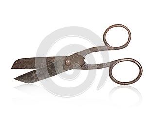 Vintage scissors close-up isolated