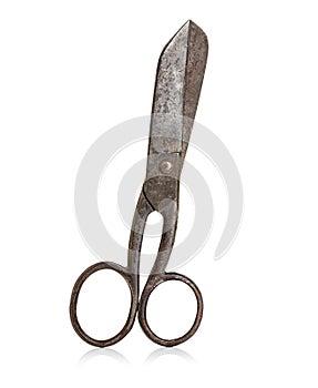 Vintage scissors close-up isolated