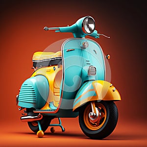 Vintage scooter isolated on color background
