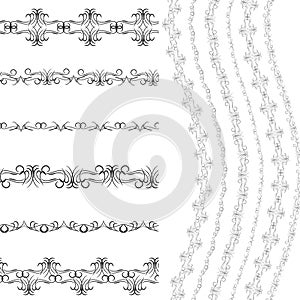 Vintage scrapbook design patterns, black on white background. template for your design. Seamless pattern for frames and borders.