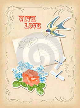 Vintage scrapbook element retro card love design