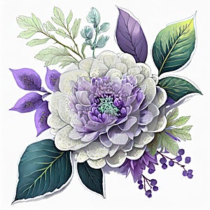 Vintage scrapbook sheet clip art Large purple flower art design