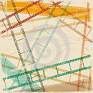 Vintage scratch background with film frame. Vector