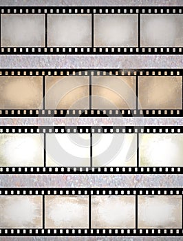 Vintage scratched film strips