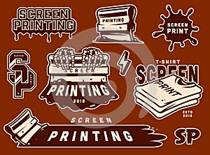 Vintage screen printing elements collection