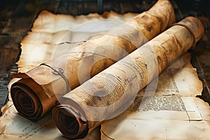 Vintage scrolls or parchment evoke nostalgia and historical significance