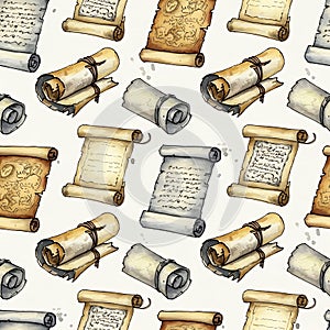Vintage Scrolls Pattern - Ancient Documents and Parchment