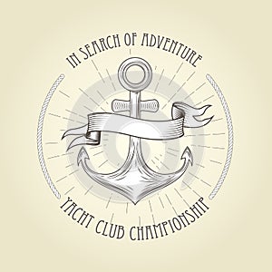 Vintage seafaring emblem - anchor and banner