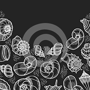 Vintage seafood frame vector illustration.