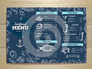 Vintage seafood menu design.