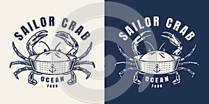 Vintage seafood monochrome emblem