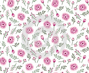 Vintage seamless background with field flowers and herbs.