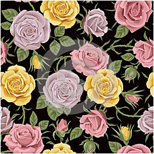 Vintage seamless background. Roses wallpaper. Floral ornament for wallpaper or fabric