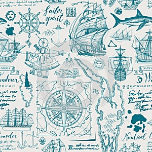 Vintage seamless background on the theme of travel