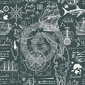 Vintage seamless background on the theme of travel