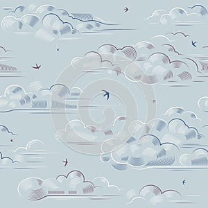 Vintage Seamless Clouds Pattern