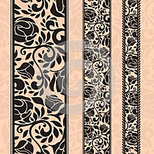 Vintage seamless decorative patterns in the form of strips.