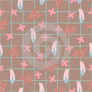 Vintage seamless pastel vector floral pattern.