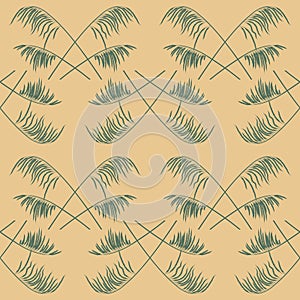 Vintage seamless pattern with botanical line drawings. Earthy neutral colors.