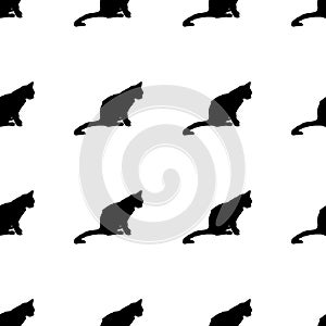 Vintage seamless pattern with cats. Vector illustration. Isolated silhouette cat sitting. Elegant and cute illustration.