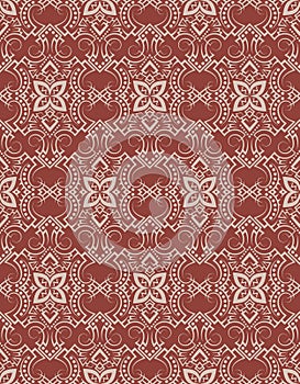 Vintage seamless pattern design. Symmetric bicolor gothic wallpaper. Vector elegant tileable ornament