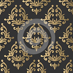 Vintage seamless pattern. Floral ornate wallpaper. Dark vector d