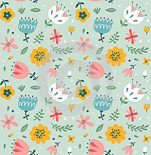 Vintage Seamless pattern with flowers