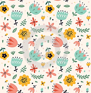 Vintage Seamless pattern with flowers