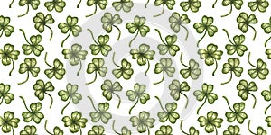 Vintage seamless pattern with lucky clover