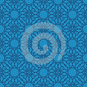 Vintage seamless pattern. Ornamental antique style, floral background. blue ornament