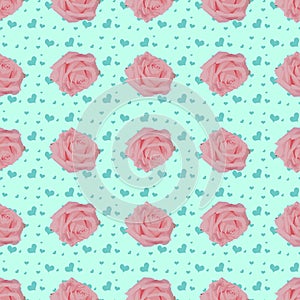 Vintage seamless pattern with pink roses