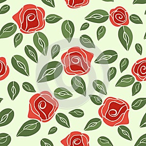 Vintage seamless pattern Roses (red with green). EPS,JPG.