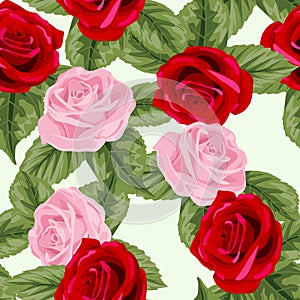 Vintage seamless pattern with roses . Vector illustration.