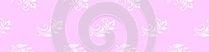 Vintage seamless plant delicate pattern of stylized stems, leaves, flowers and curls on pink background. Retro style