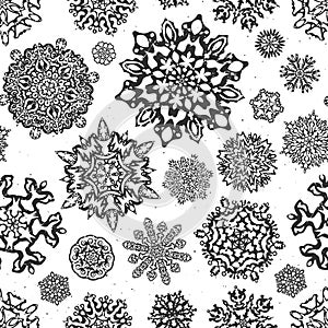 Vintage seamless snowflake vectors.