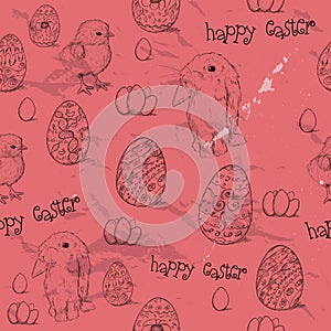 Vintage seamless texture with easter eggs.