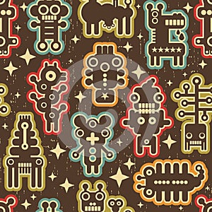 Vintage seamless texture with robots.