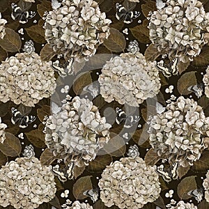 Vintage seppia pattern of hydrangea photo