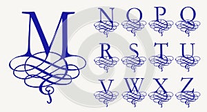 Vintage Set 2. Calligraphic capital letters with curls for Monograms and Logos.