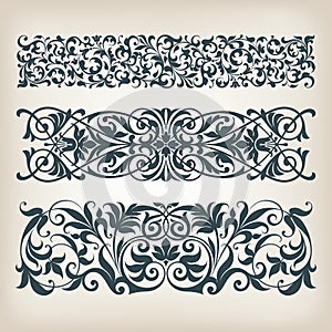 Vintage set border frame ornate scroll calligraphy vector