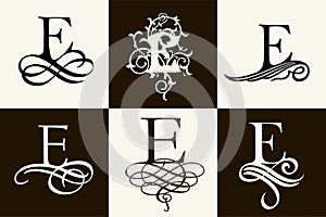 Vintage Set . Capital Letter E for Monograms and Logos