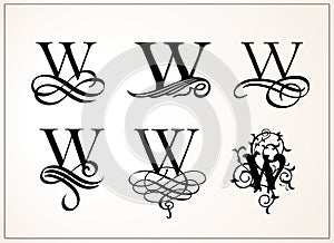 Vintage Set . Capital Letter W for Monograms and Logos.